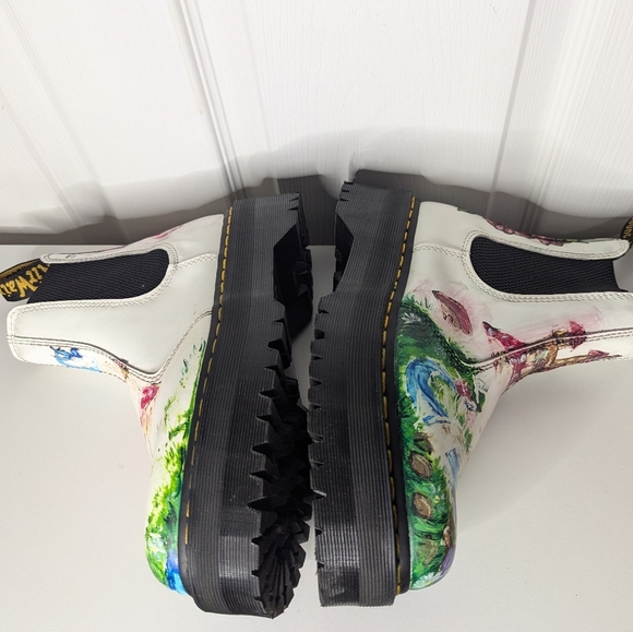 Dr Martens Chelsea Quad White Smooth Leather Platform Boots Women's Size 8 2976 - Picture 8 of 10